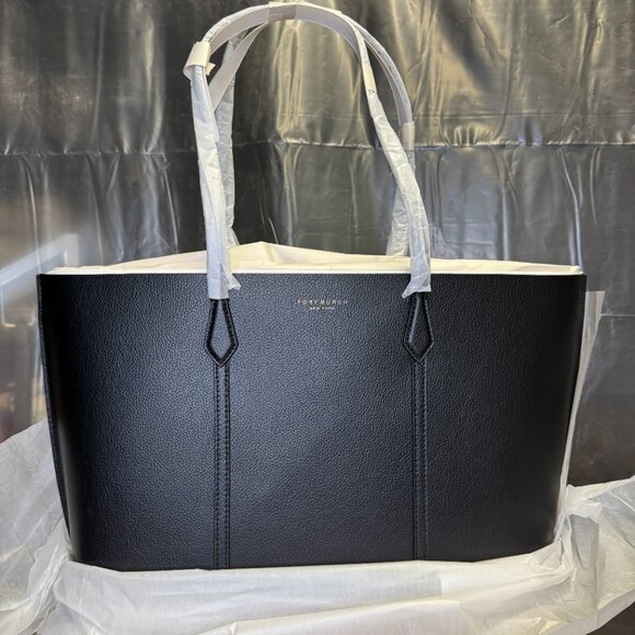 Tory Burch Perry Large Leather Tote – Black - Picture 9 of 10
